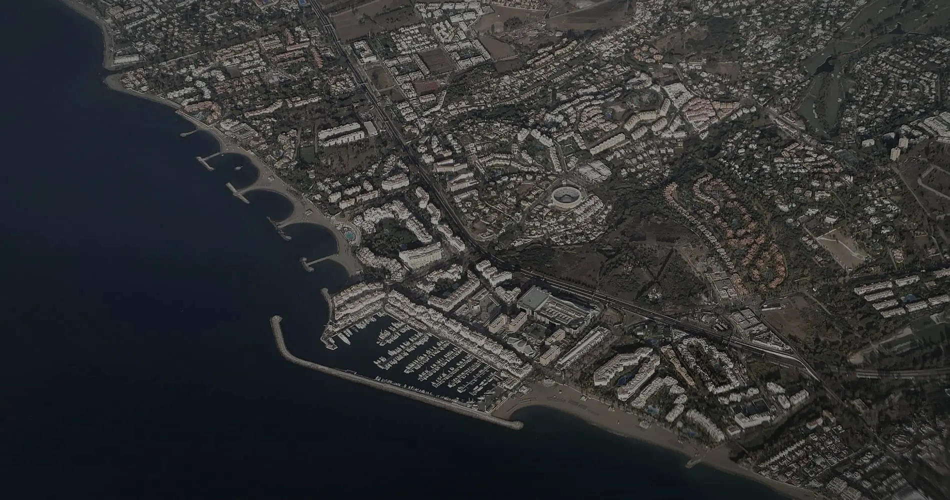 Puerto Banús and the Marbella coastline from the air