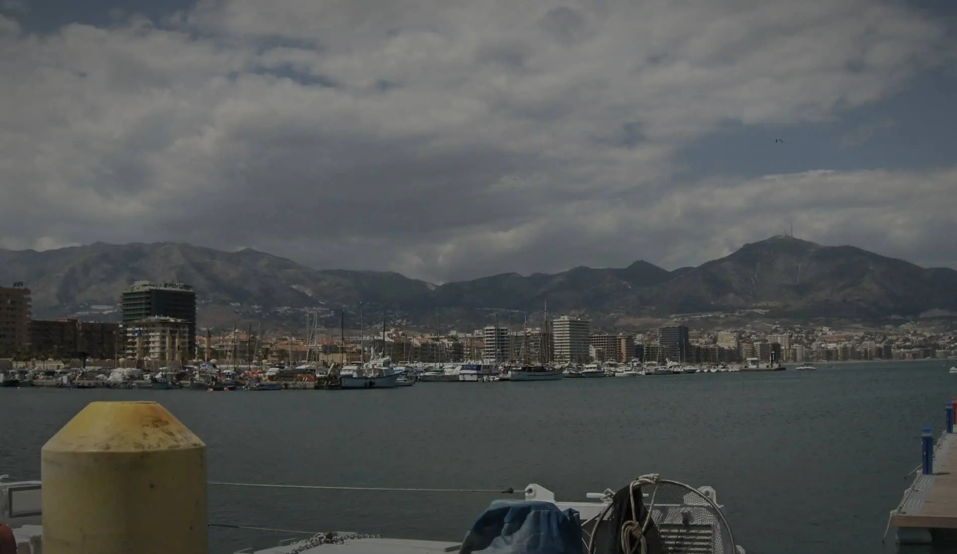 Fuengirola seen from the harbour, with the Mijas mountains behind