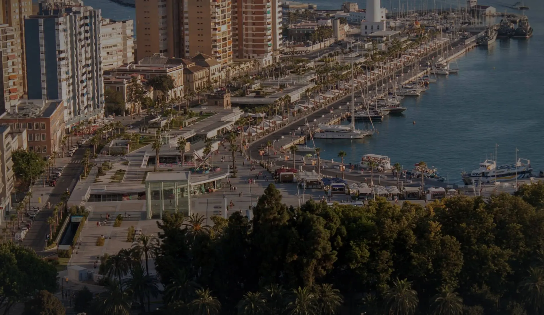 Muelle Uno and the port of Malaga seen from above